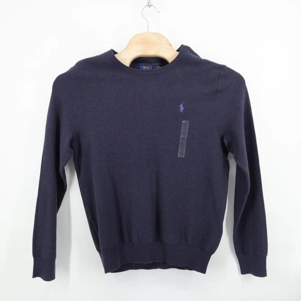 Polo Ralph Lauren Waffle Knit Sweater Navy‎ Blue Long Sleeve Men L
